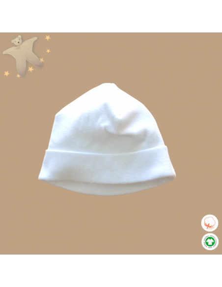 Bonnet naissance blanc à plat