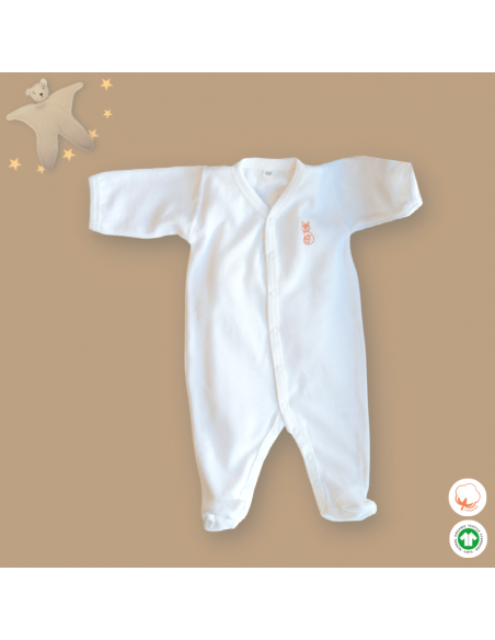 Pyjama bébé blanc manches écartées à plat